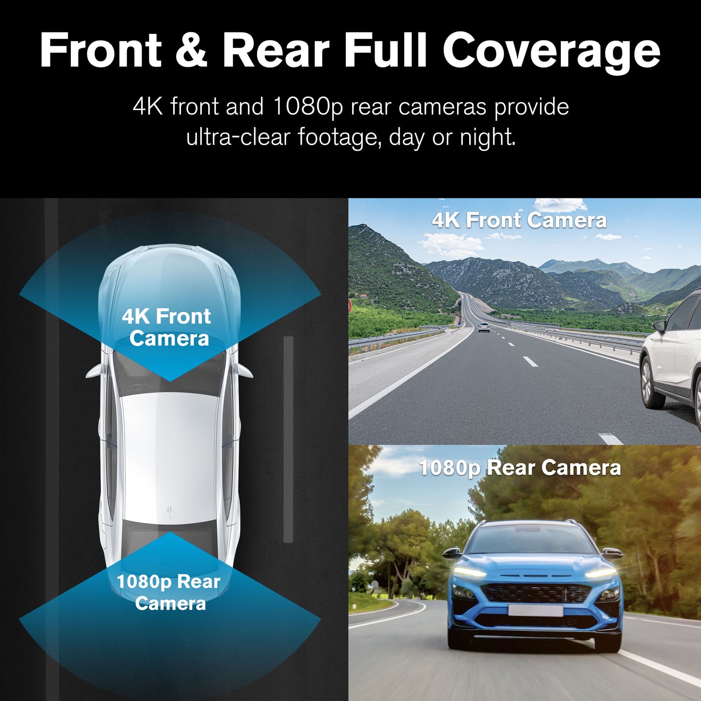 4K AI dash cam with rear camera