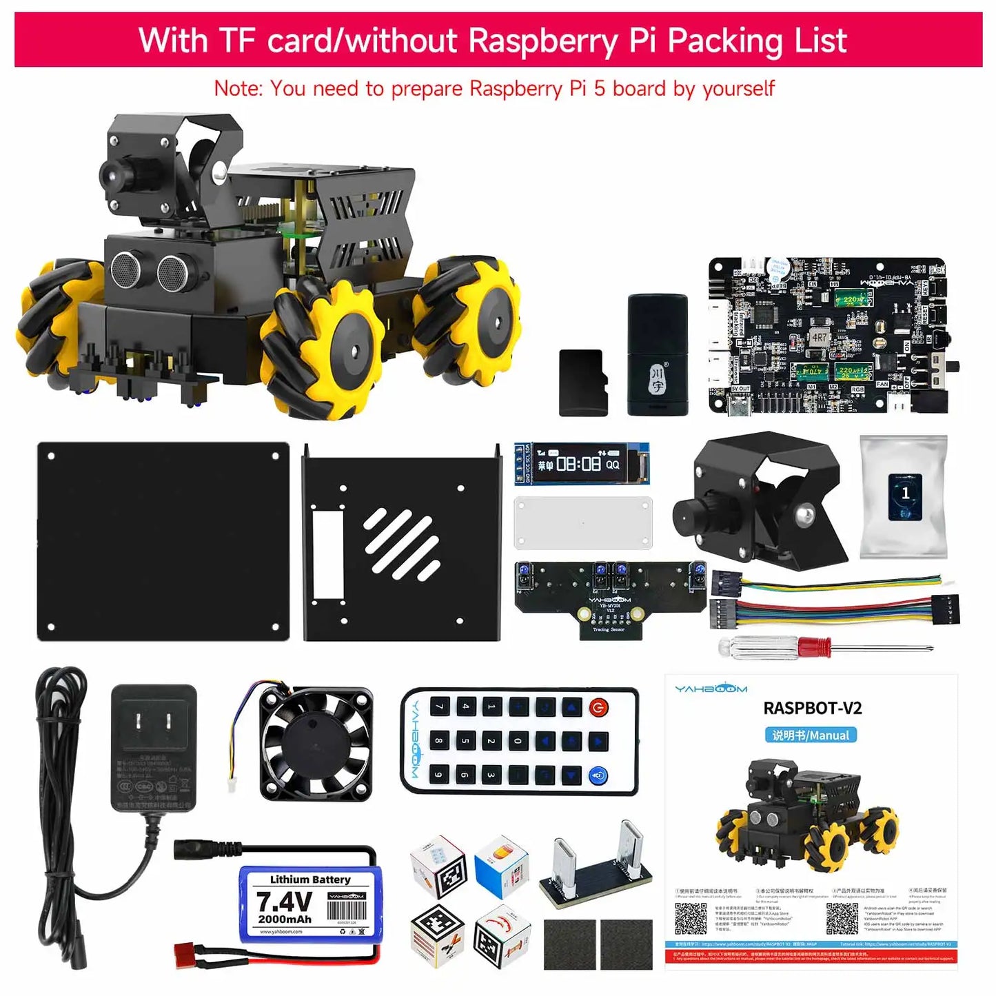 AI Robot Car Kit Raspberry Pi 5