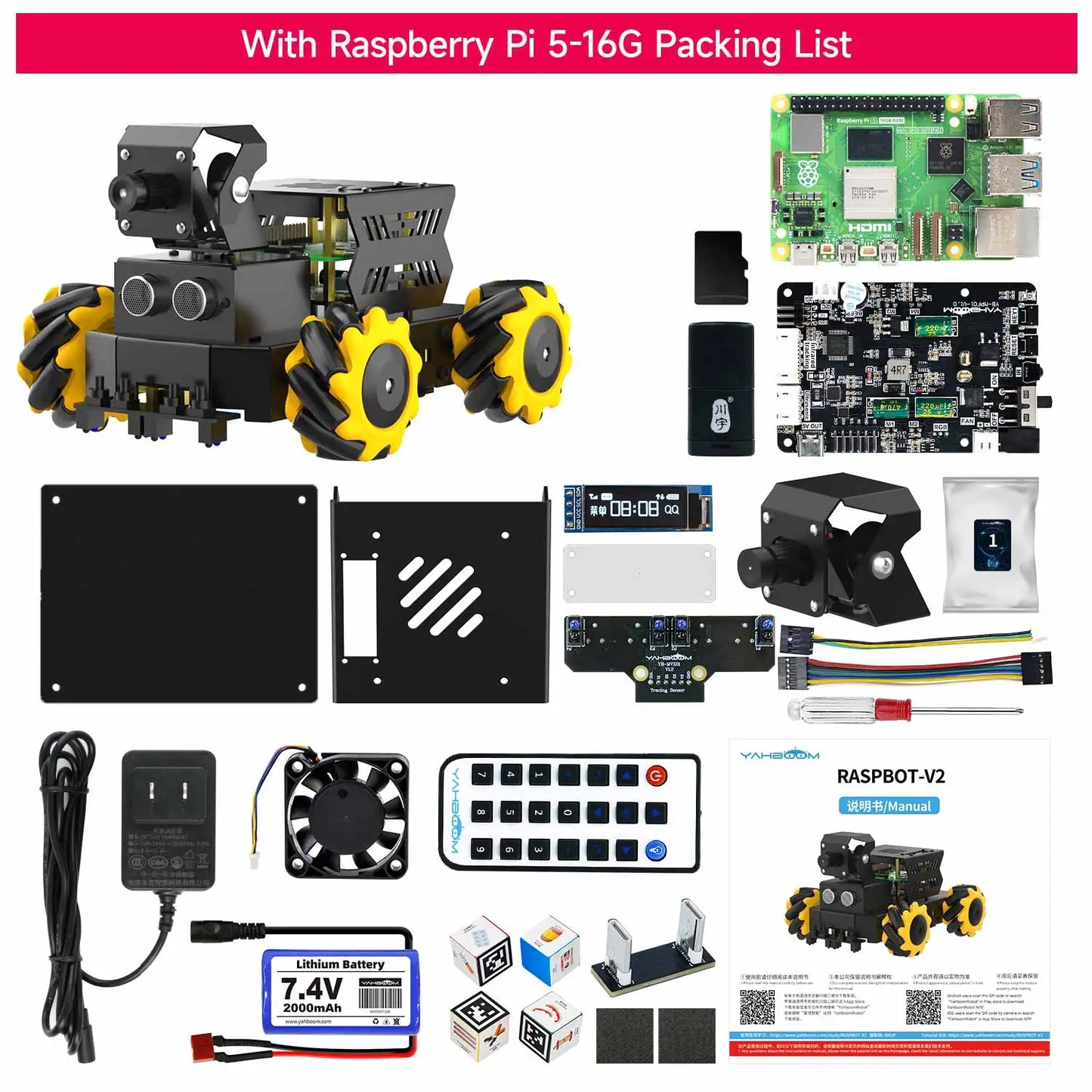 AI Robot Car Kit Raspberry Pi 5