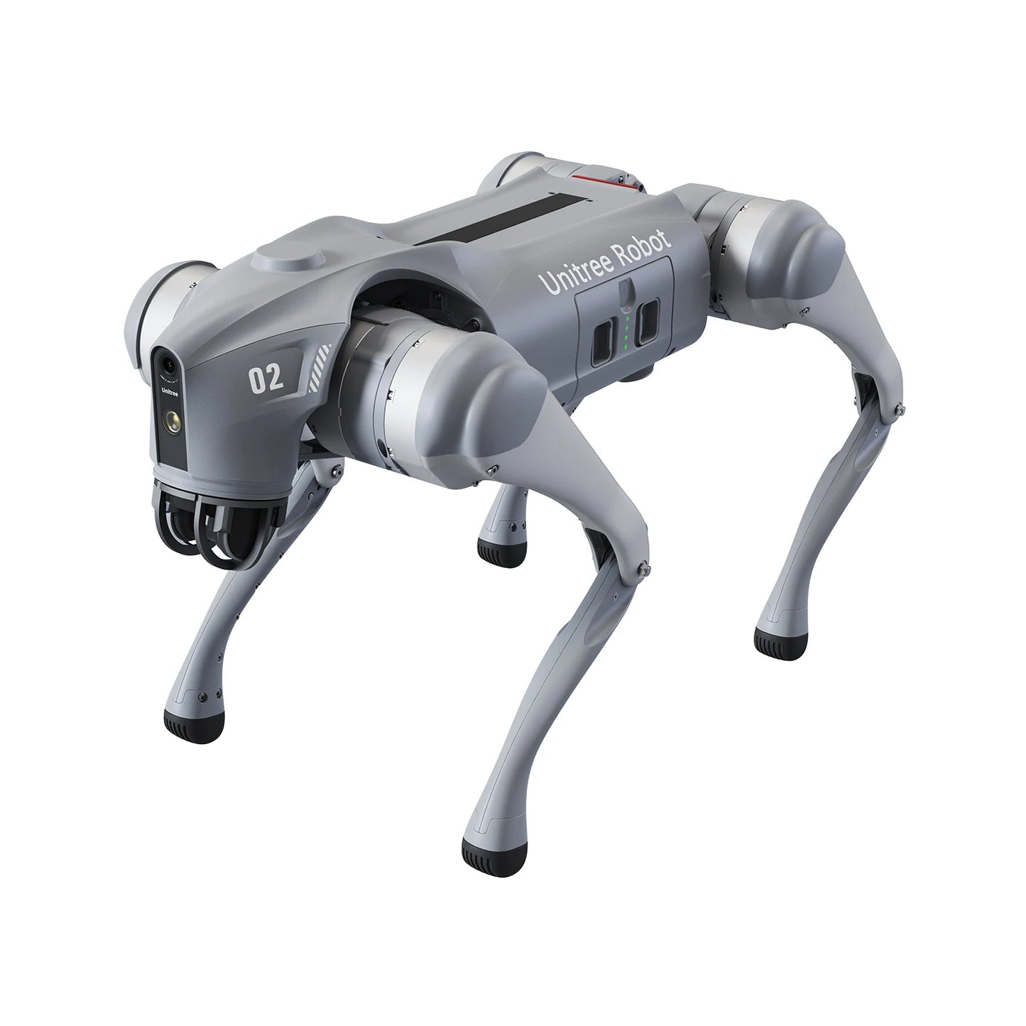 Quadruped robot dog with advanced mobility features designed for autonomous companionship.
