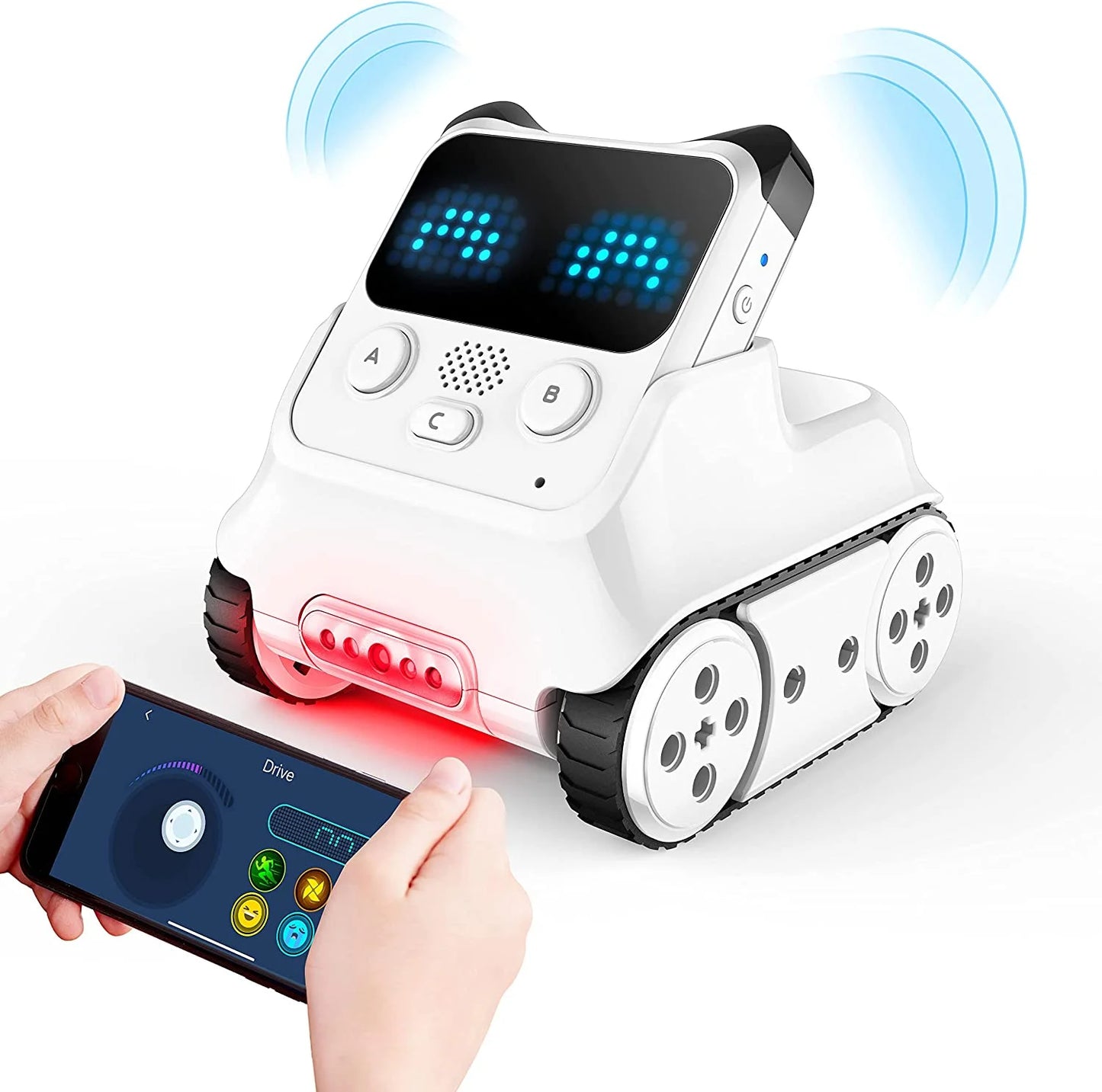 coding robot toy for children with smartphone control and LED display, perfect for interactive learning