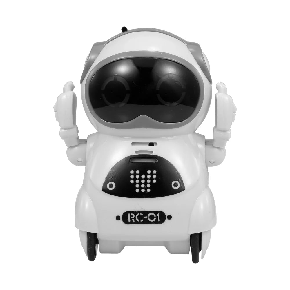 interactive pocket robot toys with blinking LEDs and gesture sensors for fun play and learning.