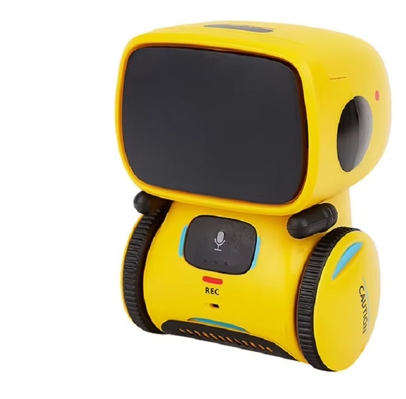 interactive smart robot for kids, a yellow robot with a screen and touch sensors, designed for fun and learning.