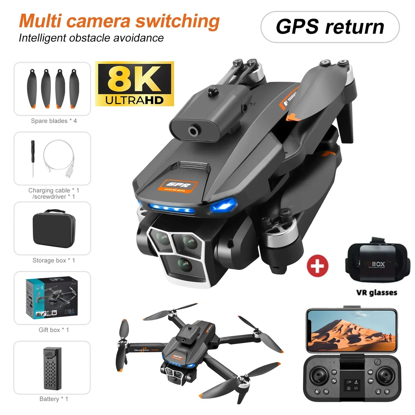 Foldable Professional 8K HD Camera Drone