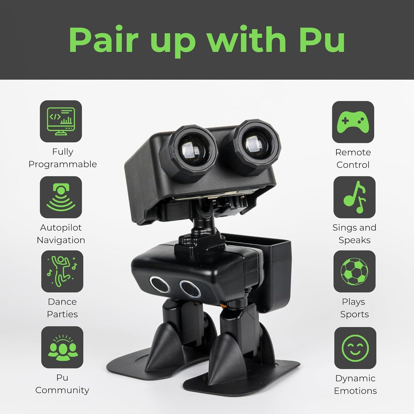 Robot PU β Adorable AI Humanoid Robot | STEM Toy with Micro:Bit | Programmable, Interactive & Upgradable | Walks, Dances, Talks & Sings | Self-Balancing | Remote & Autopilot | 30+ Free Online Classes