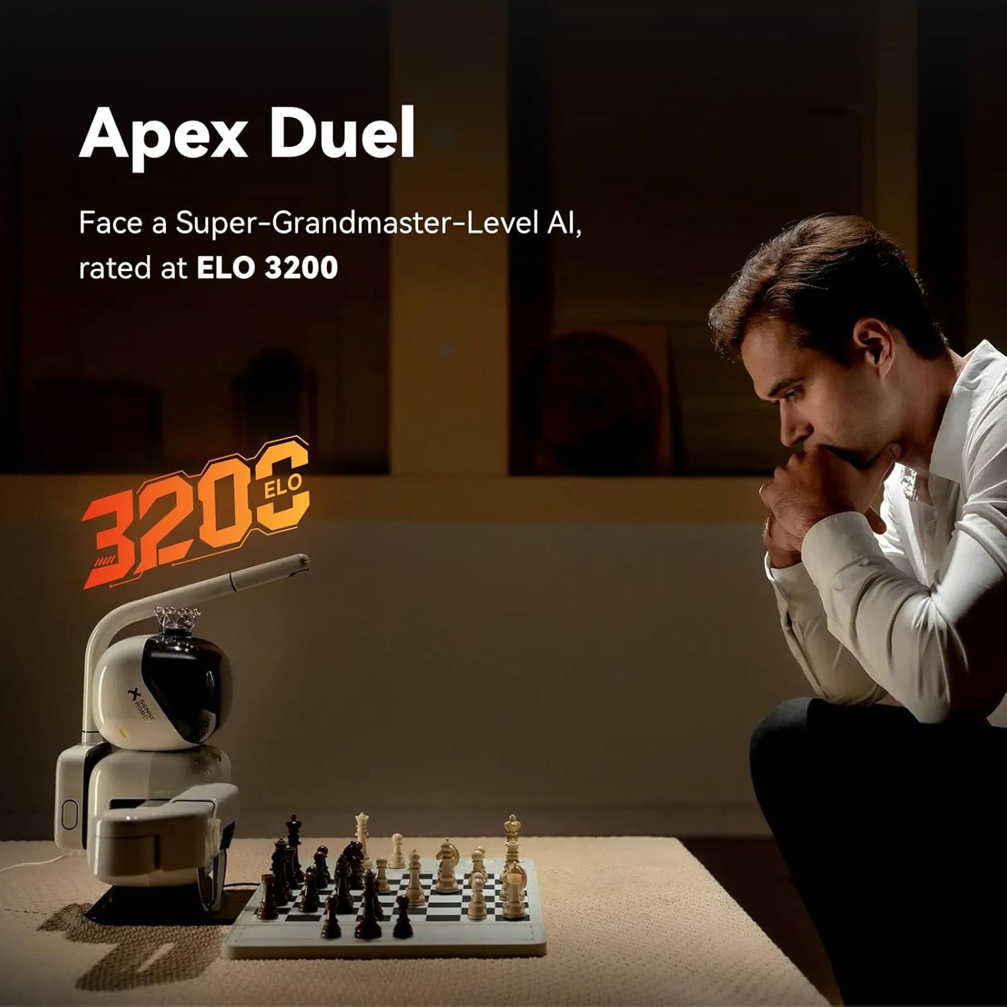AI Chess Robot with Robotic Arm – 25 AI Levels, 1200+ Exercises, Endgame Trainer, Classic Game Replay, Voice Coaching, Lichess Integration, App Sync, for All Skill Levels