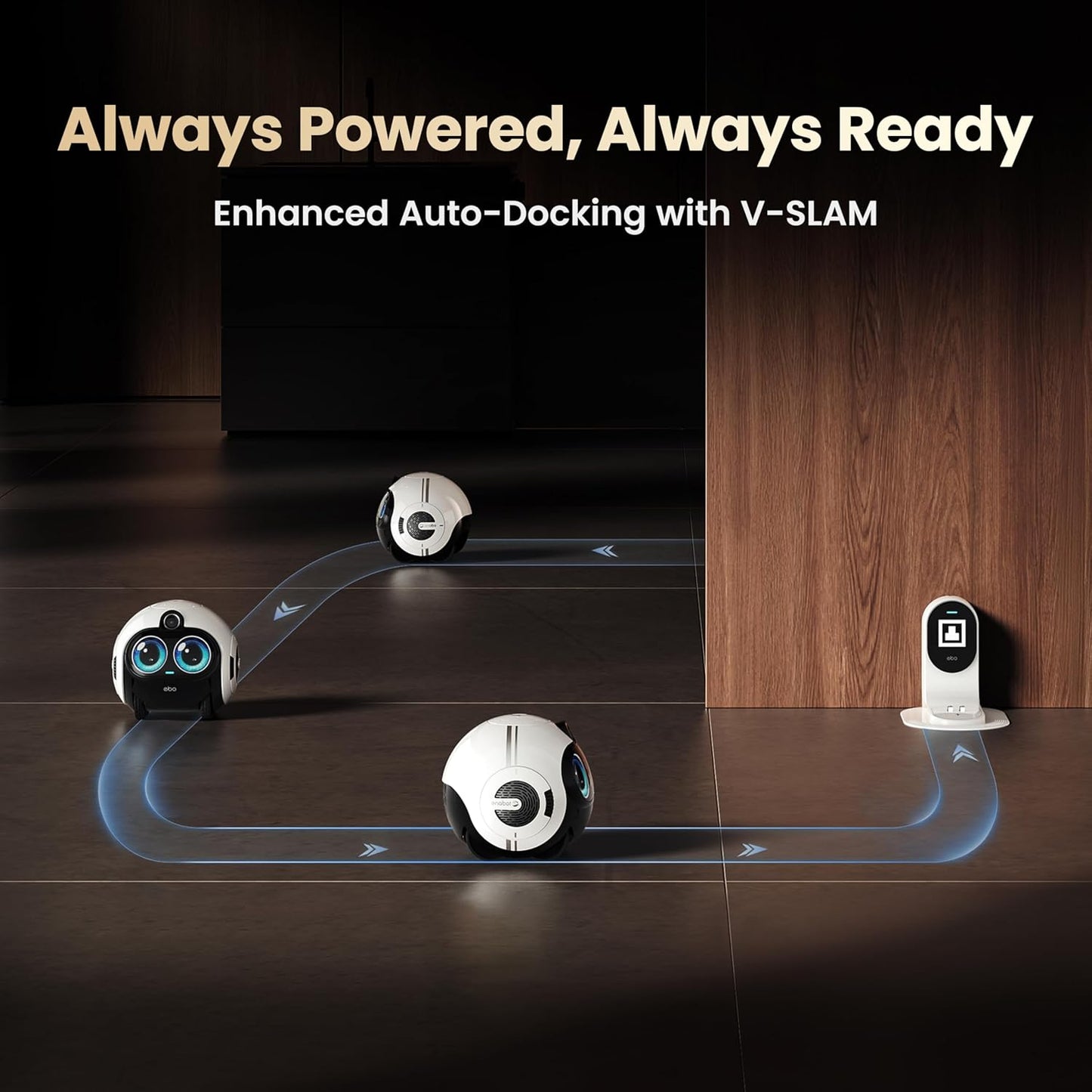 EBO Max Familybot AI Home Camera: 4K Camera Robot Companion, Manual Mapping, V-SLAM, 2-Way Video Call, Auto-Recharge, Smart Patrol, Gift for Long Distance, Pets, Kids & Elderly