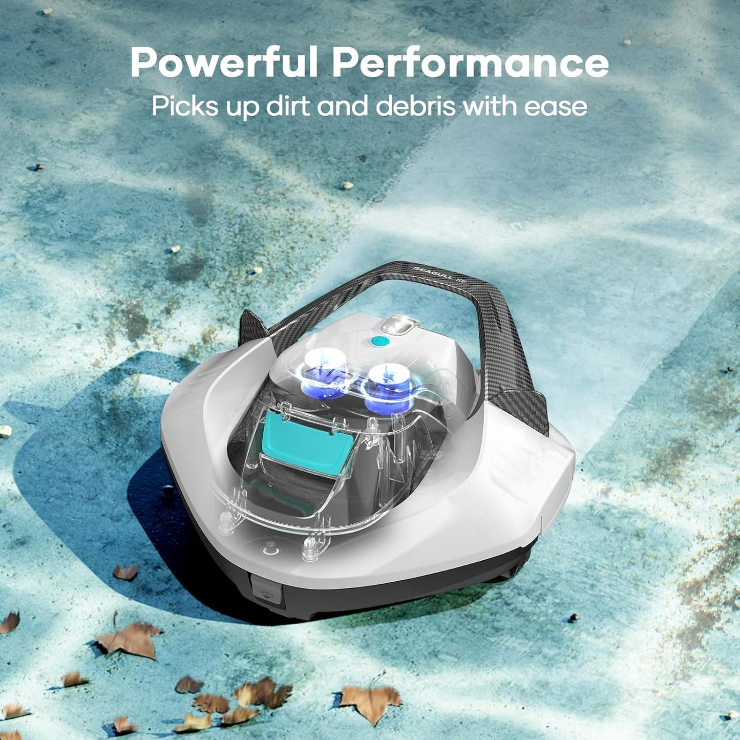 Cordless Robotic Pool Vacuum, Self-Parking Technology, Portable, Ideal for Above-Ground Flat Pool up to 40 Feet