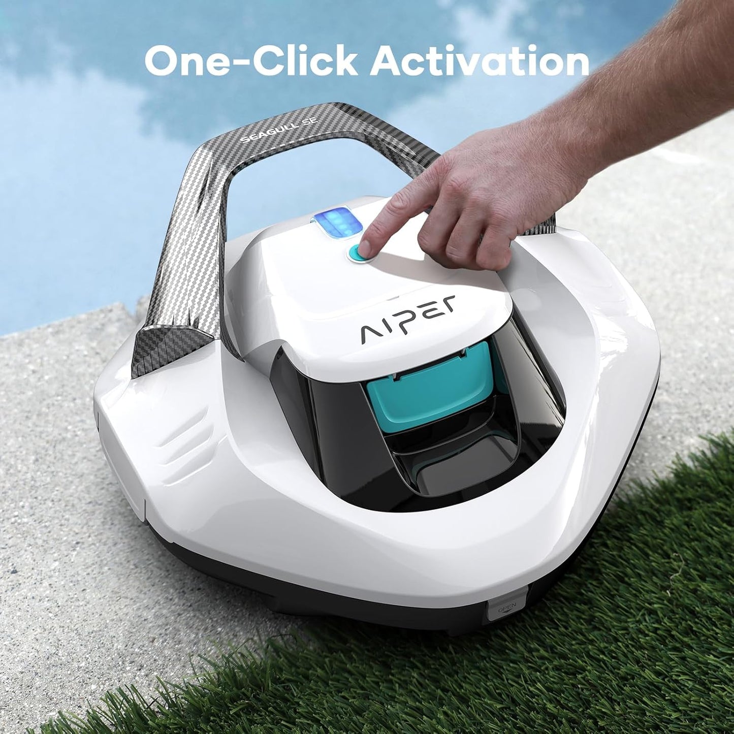 Cordless Robotic Pool Vacuum, Self-Parking Technology, Portable, Ideal for Above-Ground Flat Pool up to 40 Feet