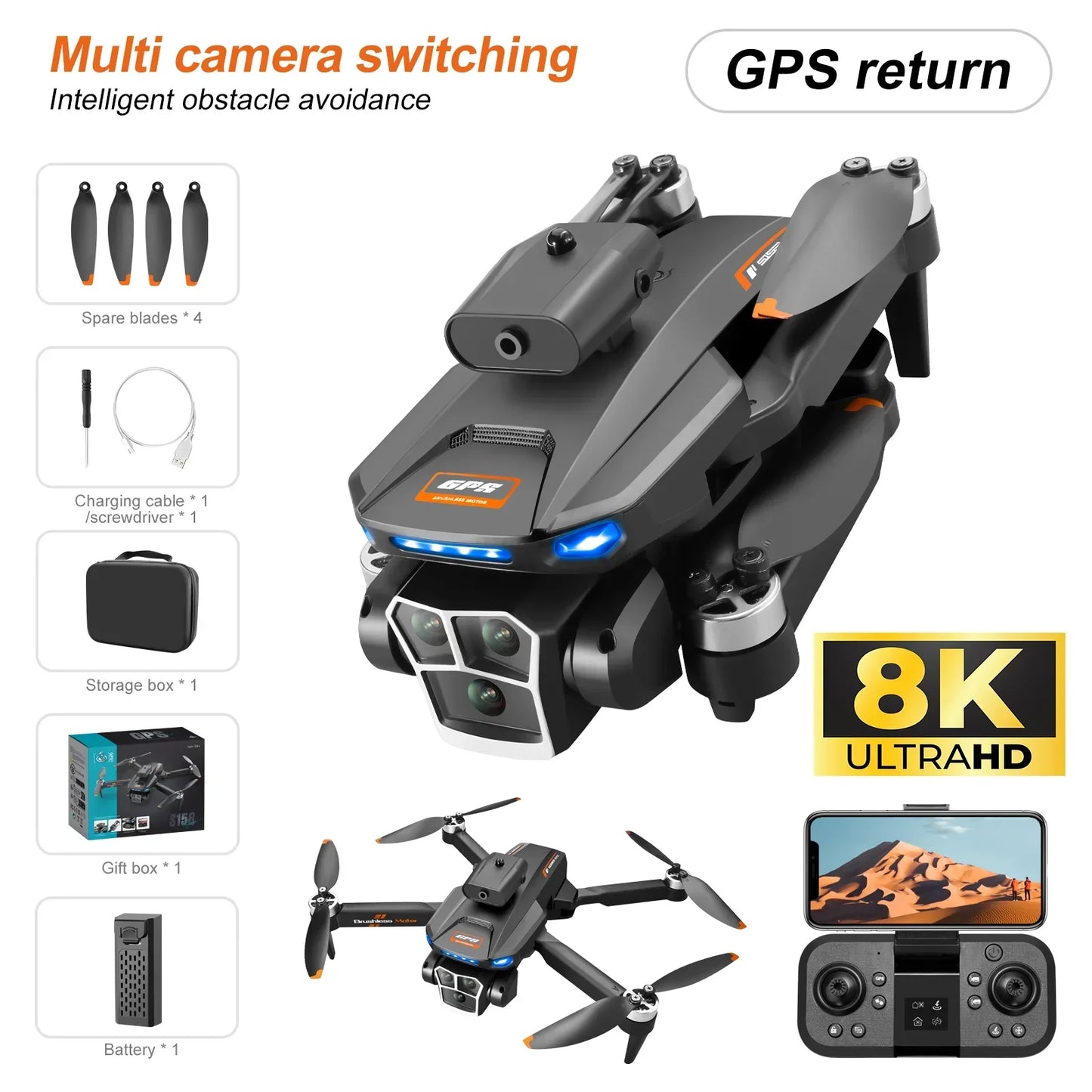 Foldable Professional 8K HD Camera Drone