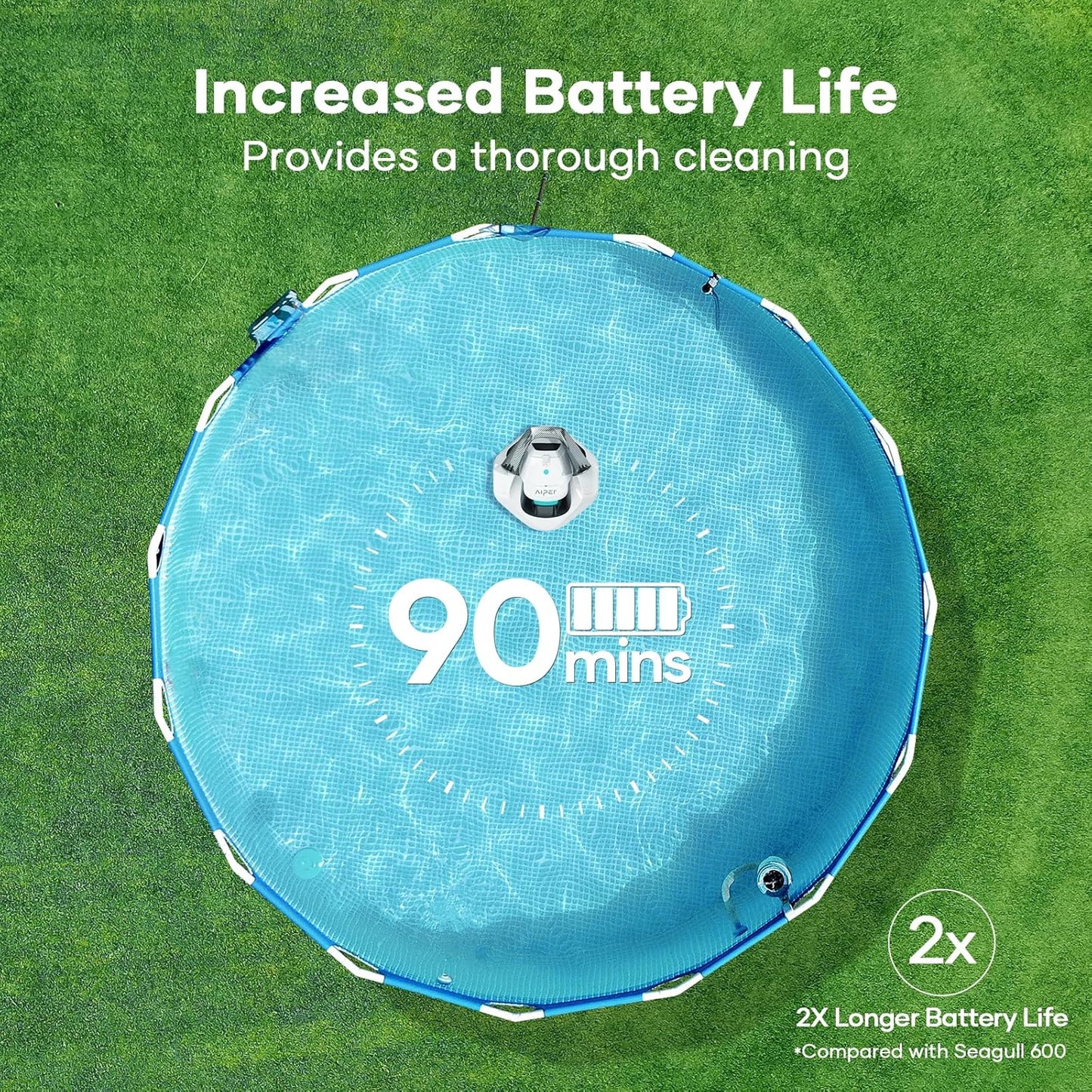 Cordless Robotic Pool Vacuum, Self-Parking Technology, Portable, Ideal for Above-Ground Flat Pool up to 40 Feet