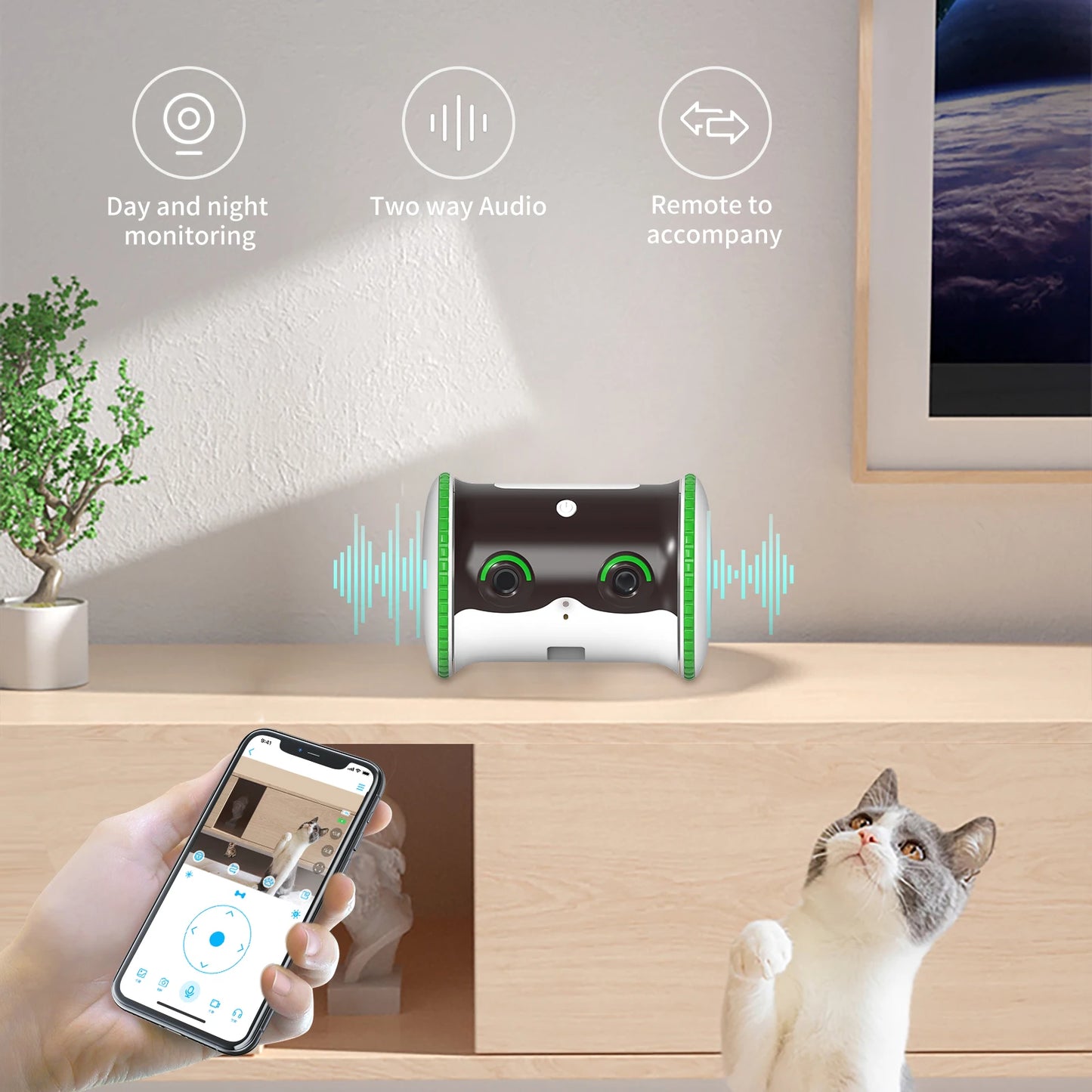 Little Puffer Robot Pet Feeder Smart Interaction and Night Vision Cats Dogs Food Dispenser