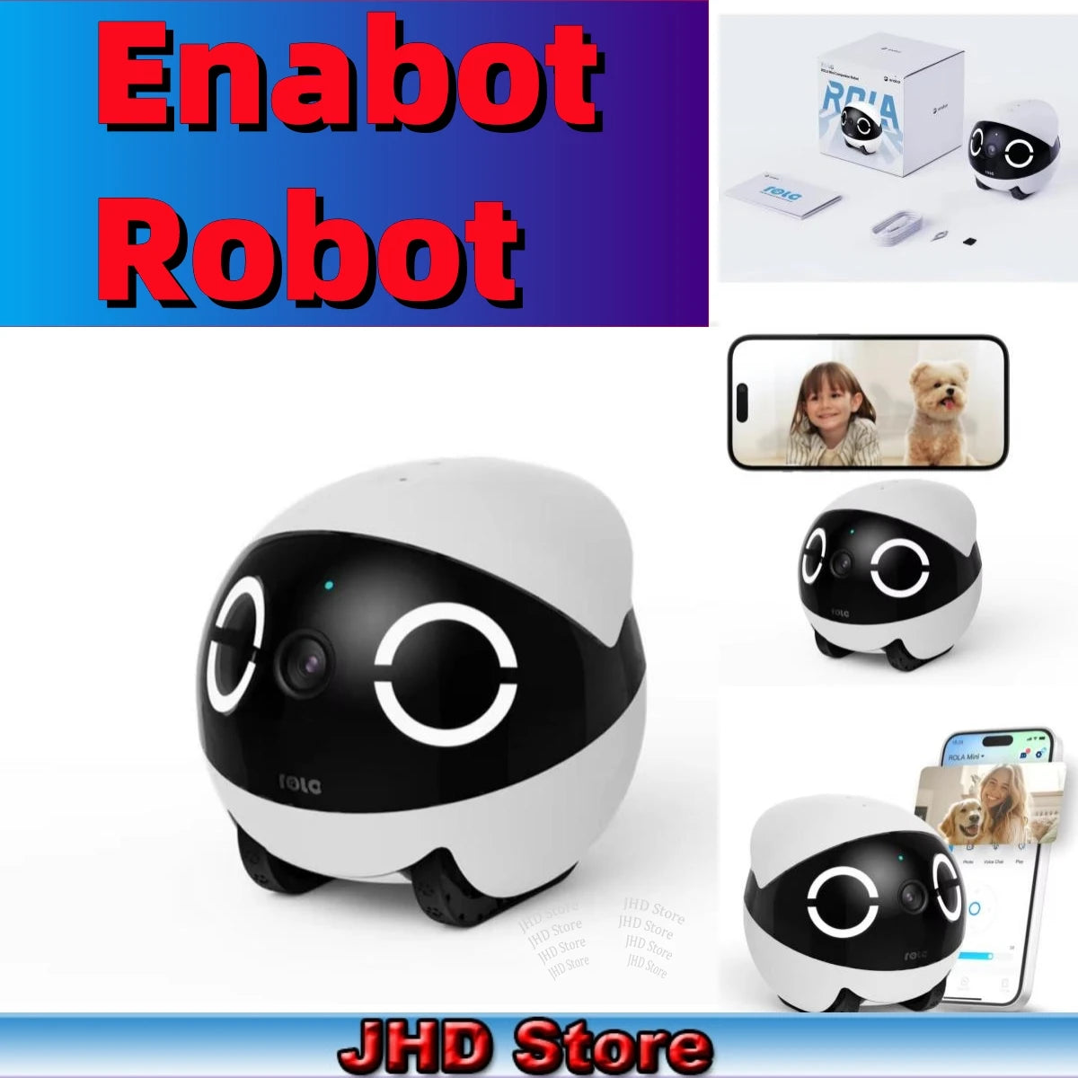 New Enabot Mini Pet Companion Robot with camera, ideal for engaging pets and providing companionship.