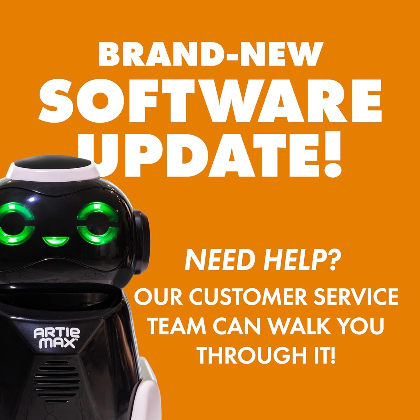 ARTIE MAX coding drawing robot STEM toy showcasing a brand-new software update with customer service assistance.