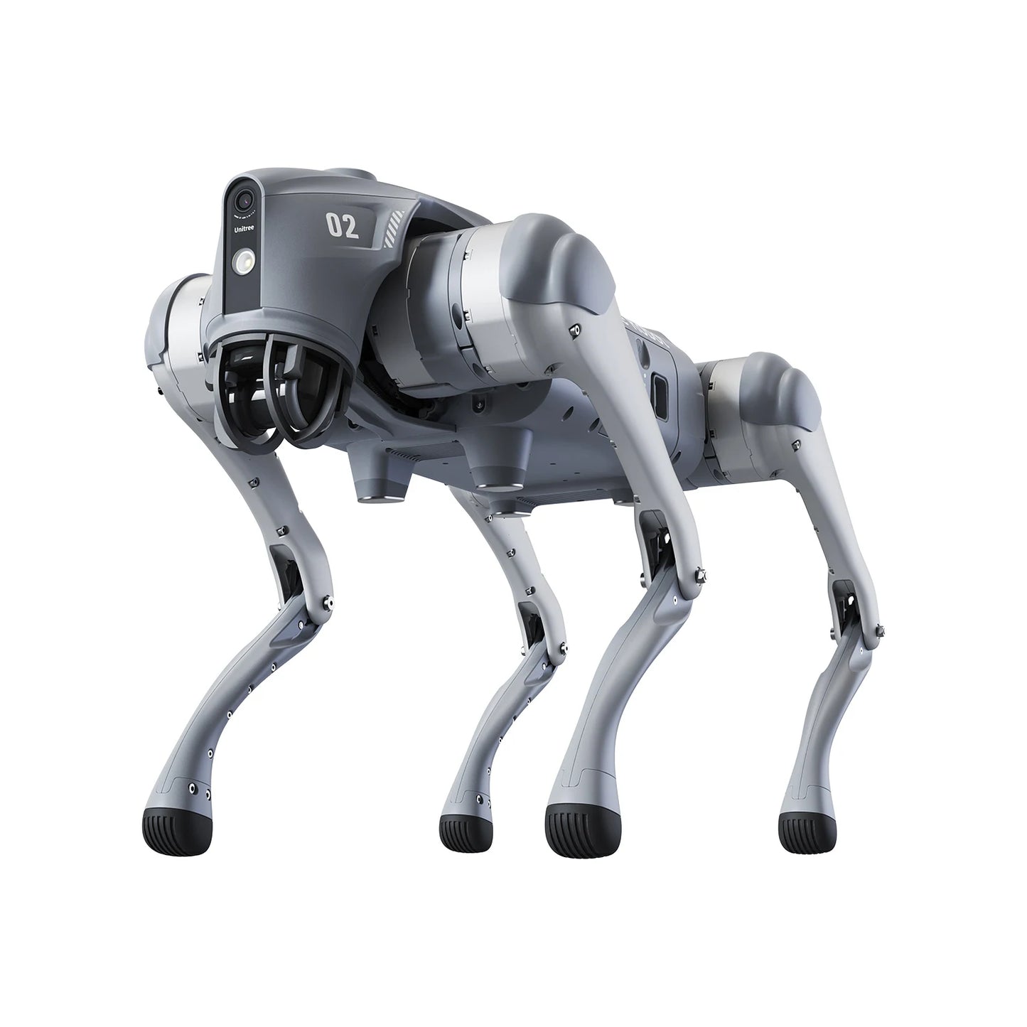 Quadruped robot dog designed for autonomous walking and companionship, showcasing advanced robotic technology.