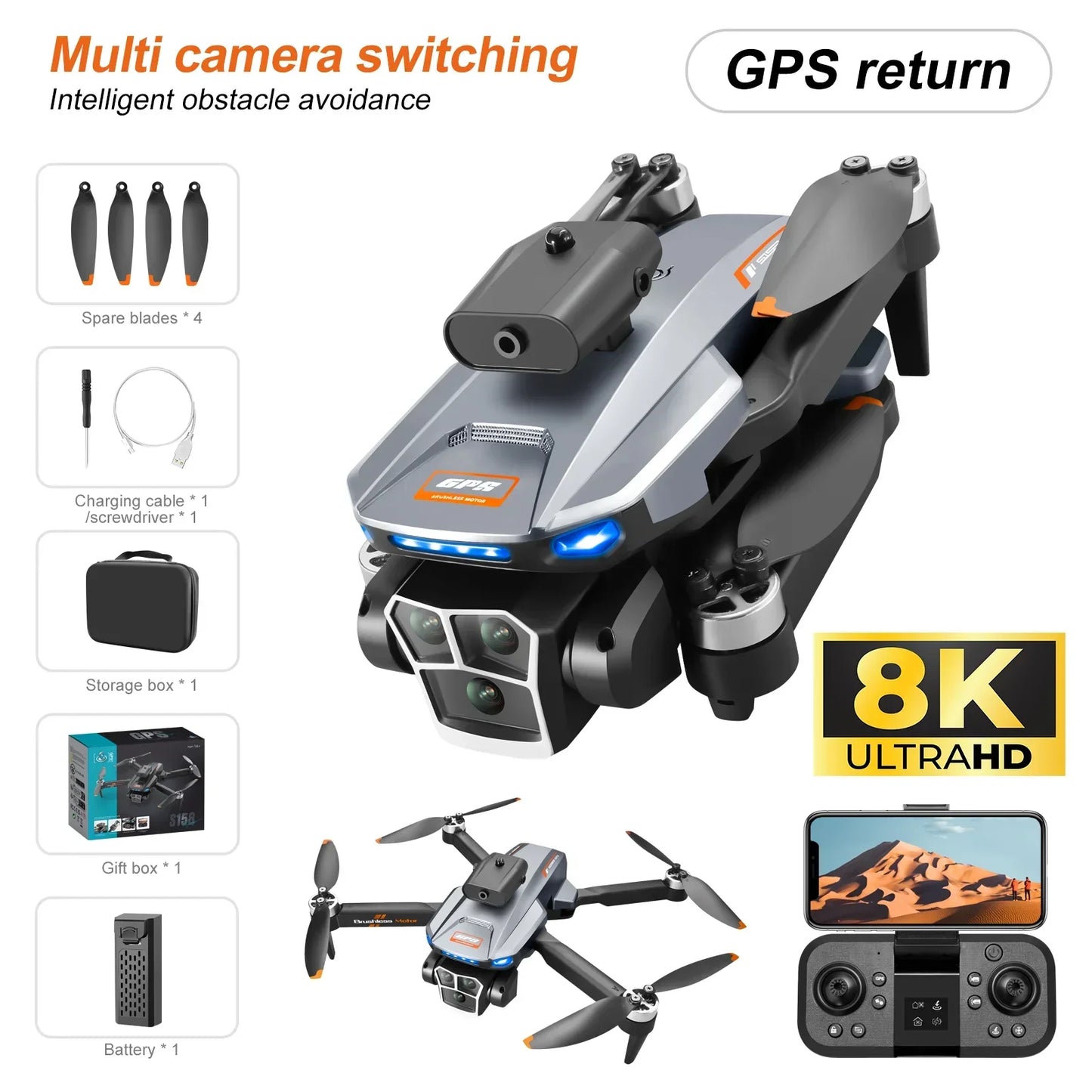 Foldable Professional 8K HD Camera Drone