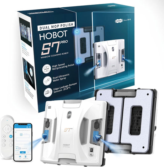 S7 Pro Window Cleaning Robot | Dual Mop Polish Hand Wiping Technology, 15Nm Ultrasonic Spray, 4800Pa Suction | Automatic Window Washer Robot for Framed/Frameless Glass, Indoor & Outdoor Use
