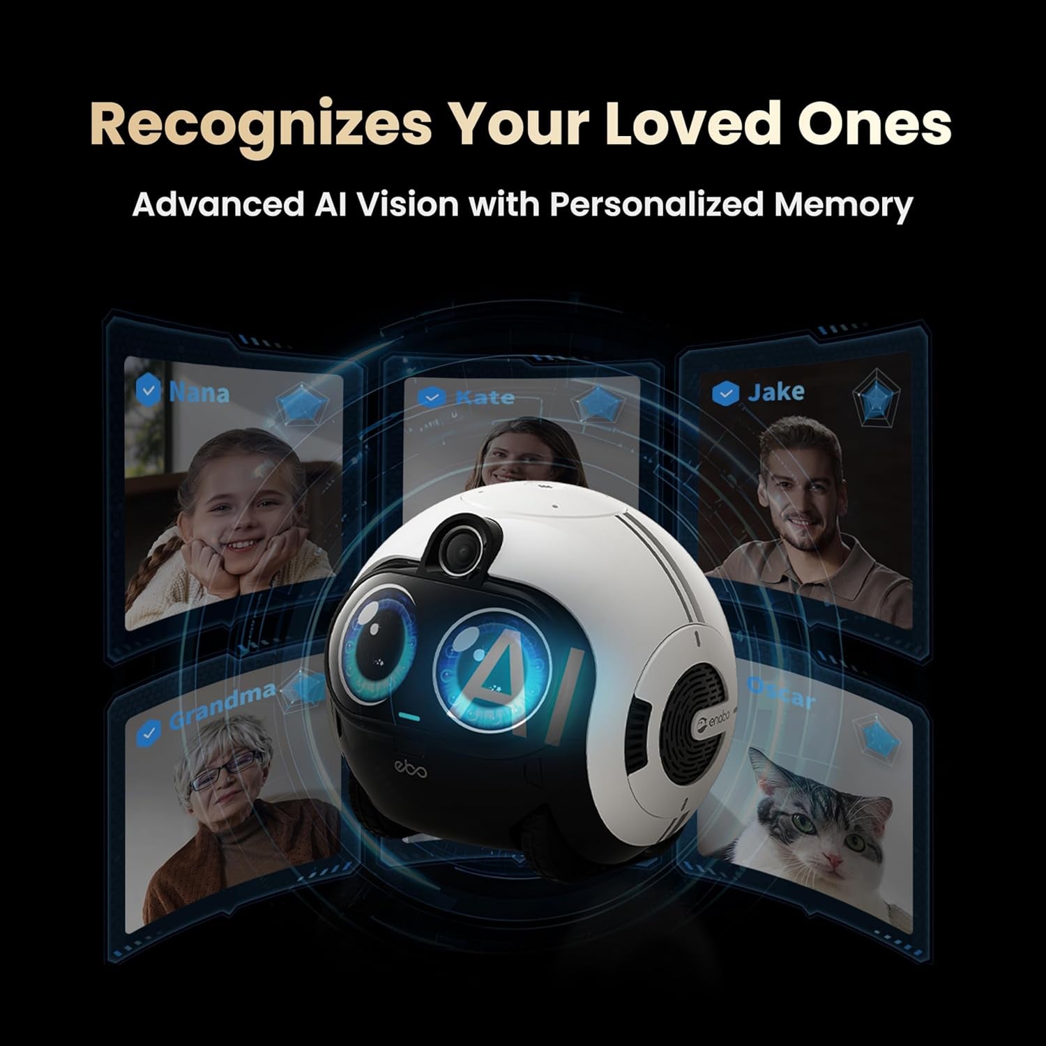 EBO Max Familybot AI Home Camera: 4K Camera Robot Companion, Manual Mapping, V-SLAM, 2-Way Video Call, Auto-Recharge, Smart Patrol, Gift for Long Distance, Pets, Kids & Elderly