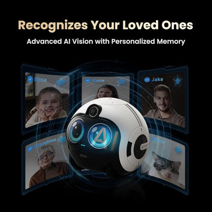 EBO Max Familybot AI Home Camera: 4K Camera Robot Companion, Manual Mapping, V-SLAM, 2-Way Video Call, Auto-Recharge, Smart Patrol, Gift for Long Distance, Pets, Kids & Elderly