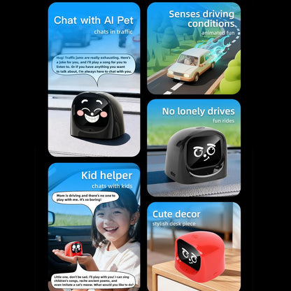 AI Desk Robot Companion, Funny Intelligent Interactive Emotional Expression Electronic AI Dashboard Robot Pet Car Dashboard Decoration for Adults Kids Home Office Car Travel (Black)