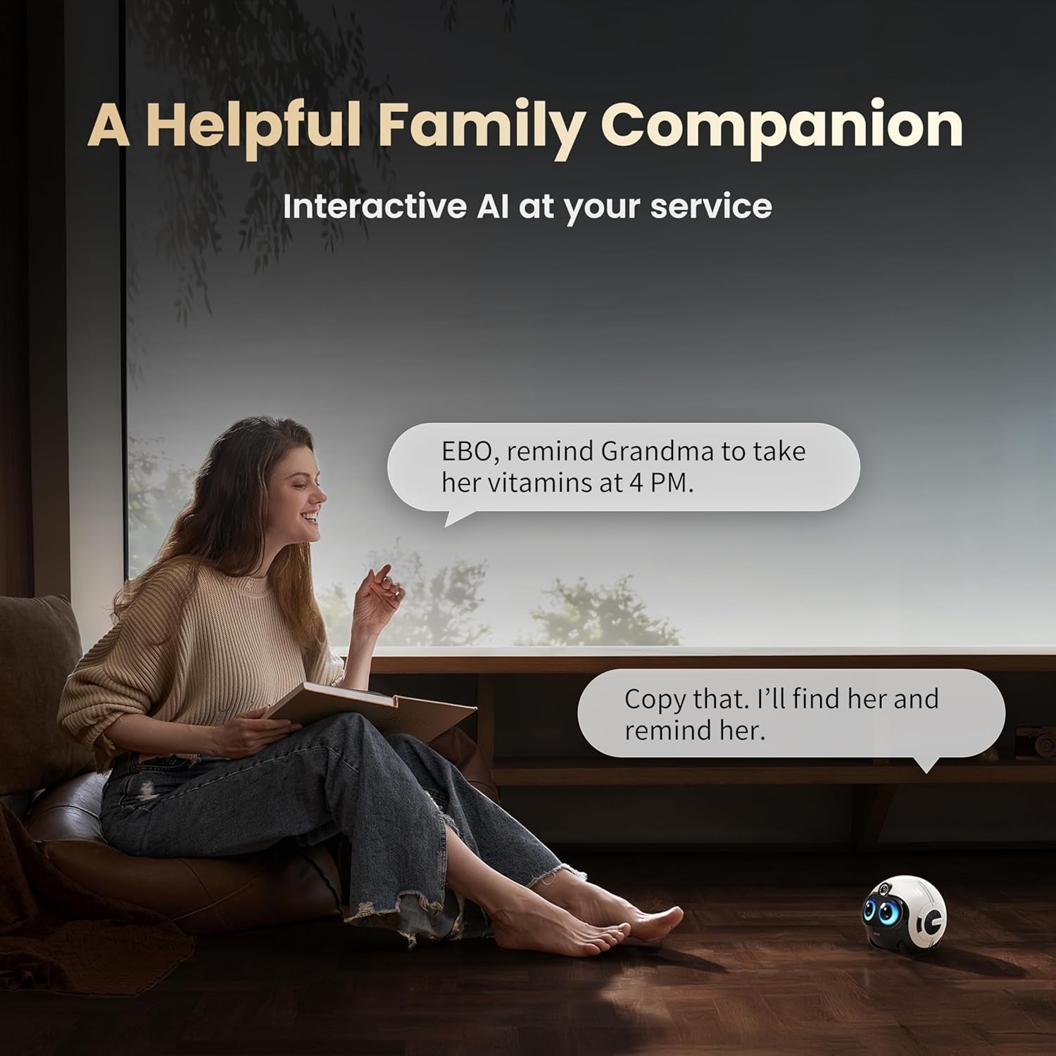EBO Max Familybot AI Home Camera: 4K Camera Robot Companion, Manual Mapping, V-SLAM, 2-Way Video Call, Auto-Recharge, Smart Patrol, Gift for Long Distance, Pets, Kids & Elderly