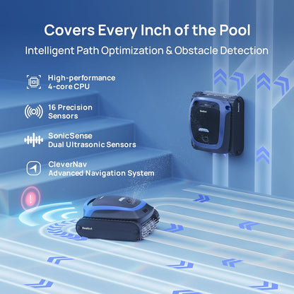 Aquasense 2 Cordless Robotic Pool Vacuum Cleaner, Smart Surface Parking, Double-Pass Waterline Scrubbing, Cleans Floor, Walls and Waterline