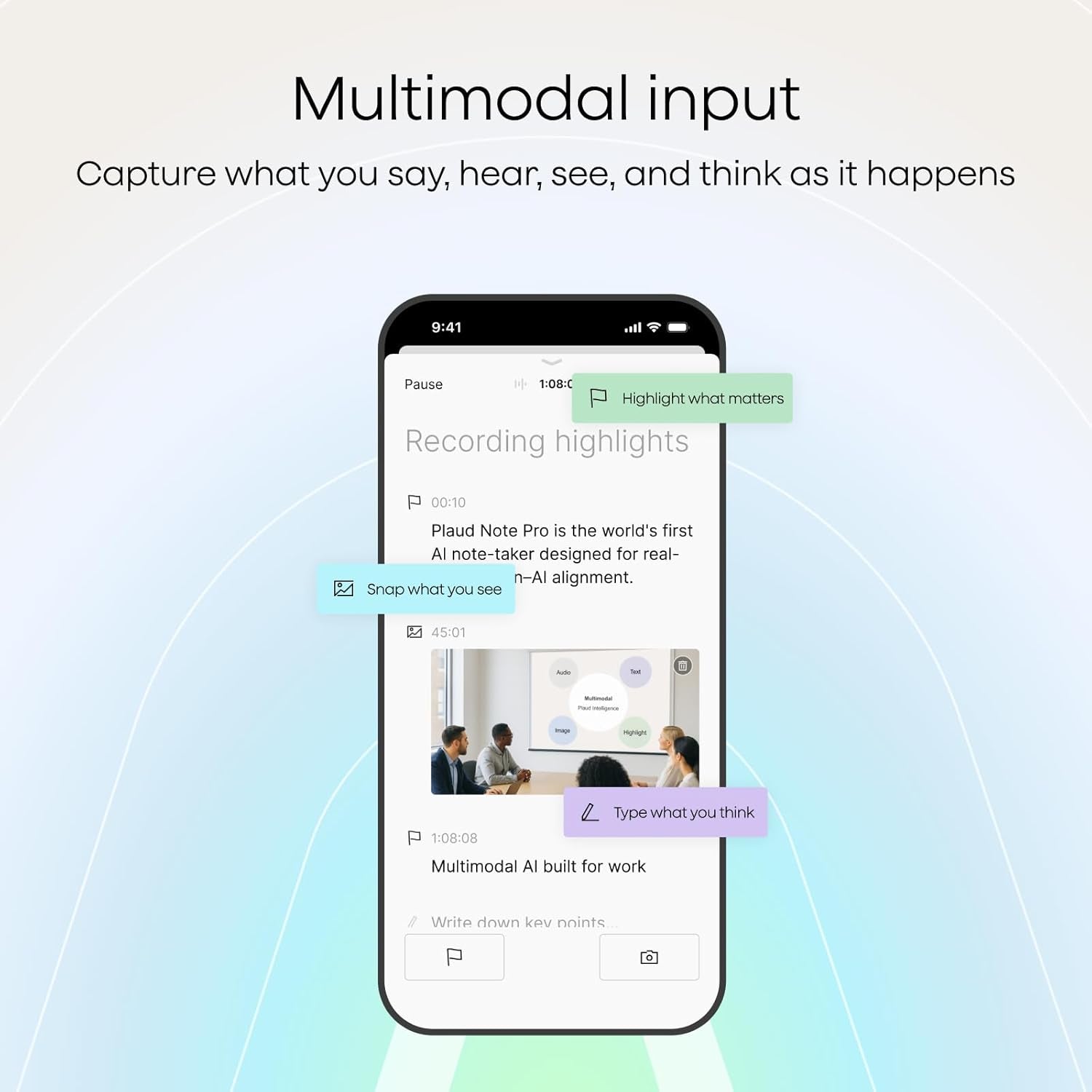 Notepin S AI Voice Recorder, Wearable AI Notetaker, AI Transcribe & Summarize, Support 112 Languages, 64GB Audio Recorder for Meetings Interviews, Professionals, Teams, with 4 Accessories