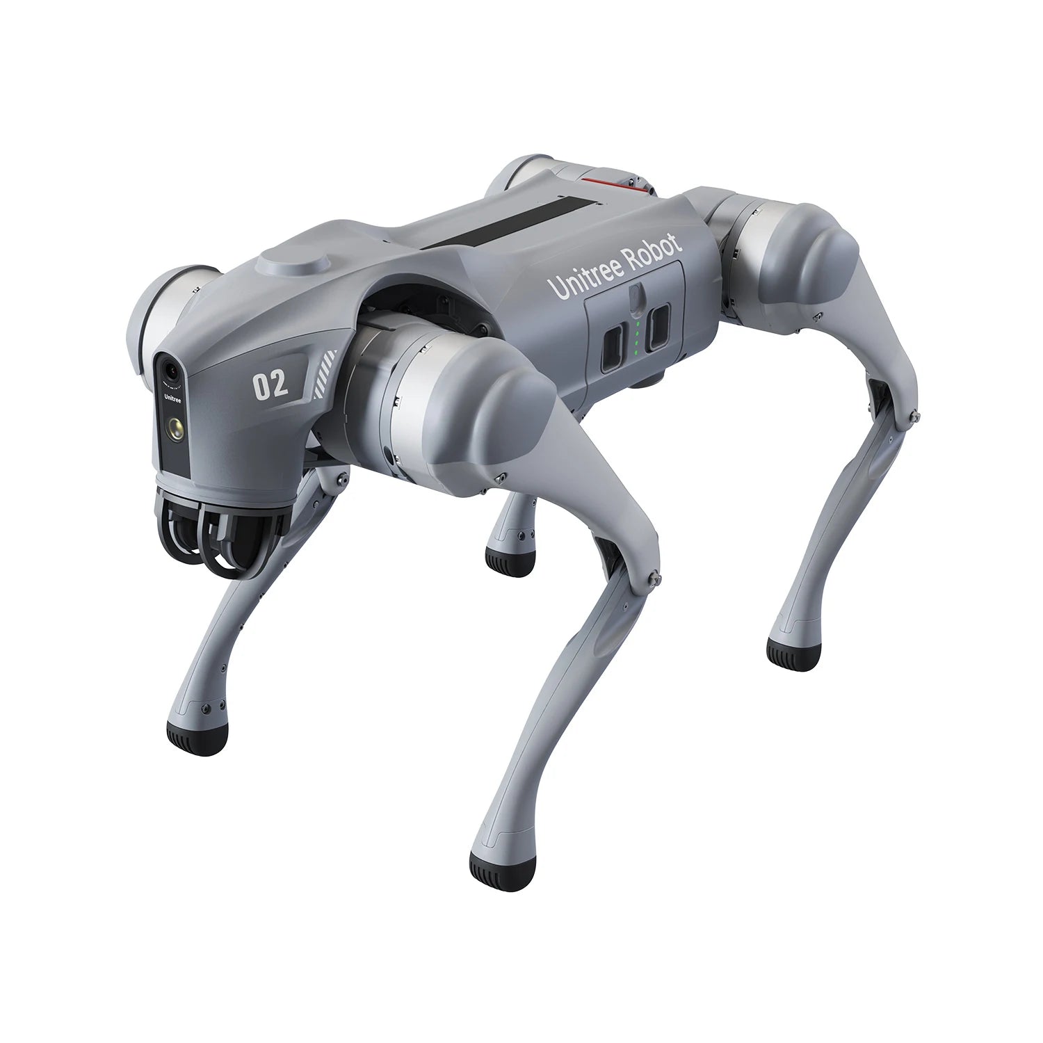 Quadruped robot dog with advanced mobility features designed for autonomous companionship.