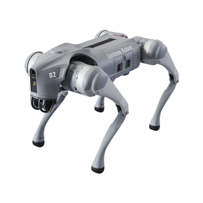 Quadruped robot dog with advanced mobility features designed for autonomous companionship.