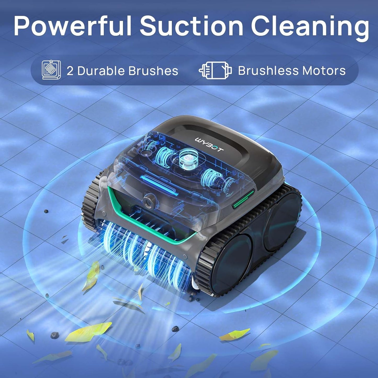 C2 Vision 2026 New Cordless Robotic Pool Cleaner with AI Vision, Powerful Suction Pool Vacuum for Inground Pools, Ultra-Fine Filtration, Wall&Waterline Cleaning, Gray with Green Outlet