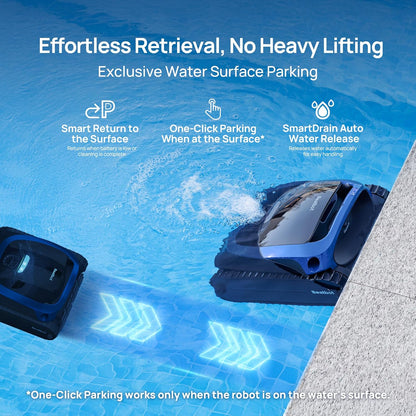 Aquasense 2 Cordless Robotic Pool Vacuum Cleaner, Smart Surface Parking, Double-Pass Waterline Scrubbing, Cleans Floor, Walls and Waterline