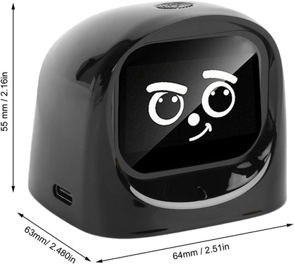 AI Desk Robot Companion, Funny Intelligent Interactive Emotional Expression Electronic AI Dashboard Robot Pet Car Dashboard Decoration for Adults Kids Home Office Car Travel (Black)