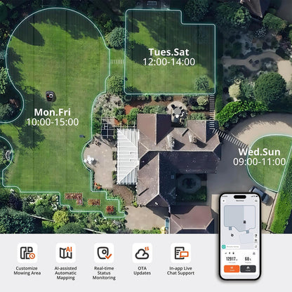 Segway  I110N Robot Lawn Mower Perimeter Wire Free 1/4 Acre Rtk+Vision Robotic Lawnmower, Ai-Assisted Mapping, Virtual Boundary, APP Control, 58Db(A) Quiet, Multi-Zone Management