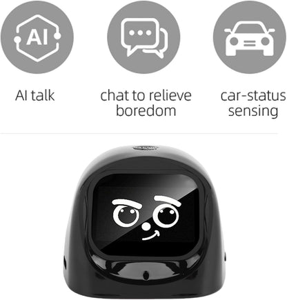 AI Desk Robot Companion, Funny Intelligent Interactive Emotional Expression Electronic AI Dashboard Robot Pet Car Dashboard Decoration for Adults Kids Home Office Car Travel (Black)