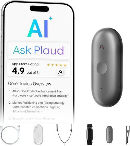 Notepin S AI Voice Recorder, Wearable AI Notetaker, AI Transcribe & Summarize, Support 112 Languages, 64GB Audio Recorder for Meetings Interviews, Professionals, Teams, with 4 Accessories