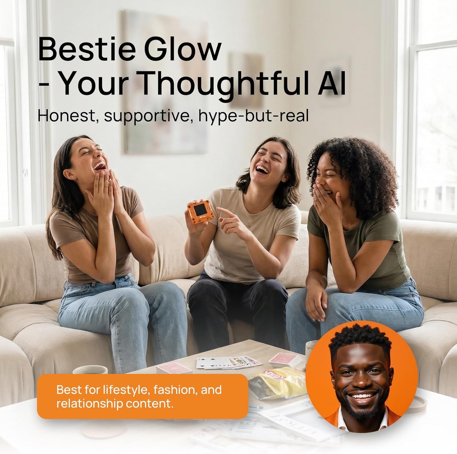 Aipi-Lite AI Chatbot GPT Powered, Real-Time Interactive Reactions, Voice Cloning, Voiceprint Recognition AI Companion Robot with Battery for Humor Support (Orange)
