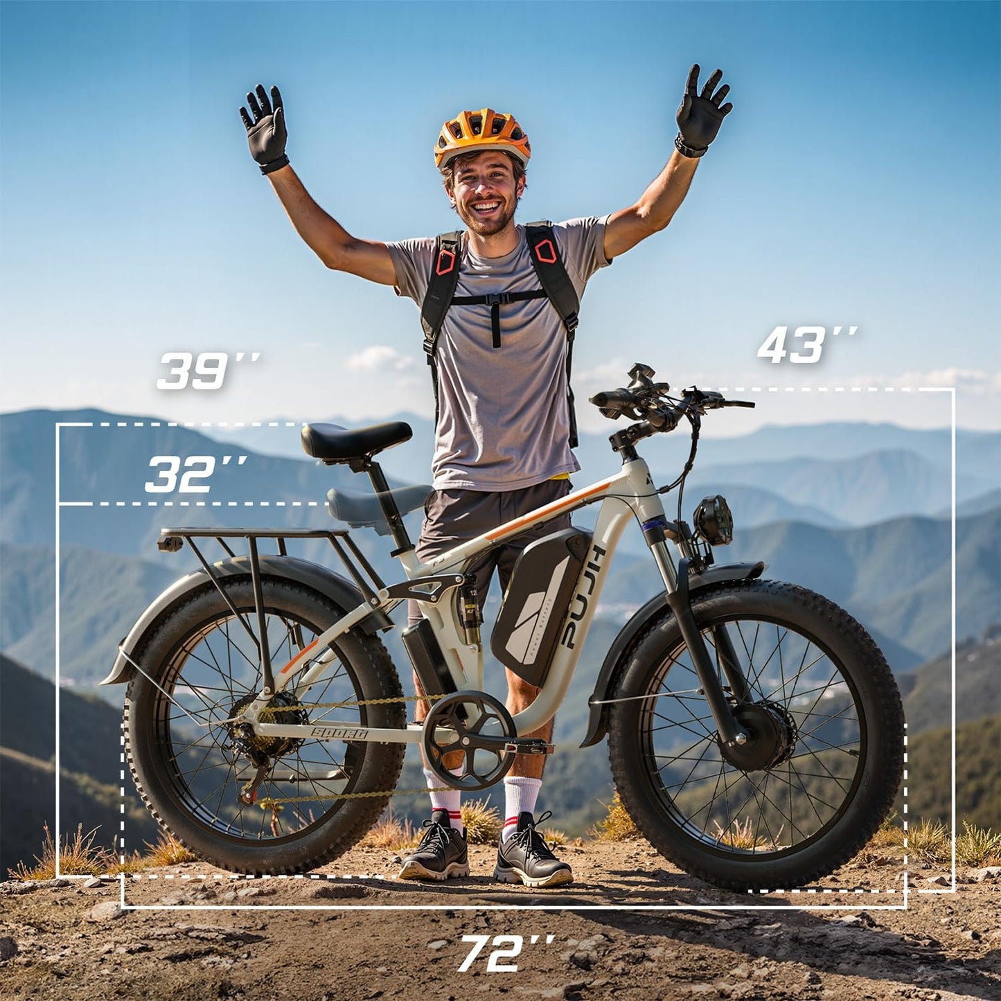 6000W Max Speed 45MPH Dual Motor Electric Bike for Adults,60V 1200Wh Removable Battery with 24" Fat Tire up to 100 Miles Range with Full Suspension All Terrain Ebike for Men Women PU364