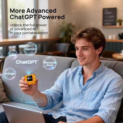 Aipi-Lite AI Chatbot GPT Powered, Real-Time Interactive Reactions, Voice Cloning, Voiceprint Recognition AI Companion Robot with Battery for Humor Support (Orange)