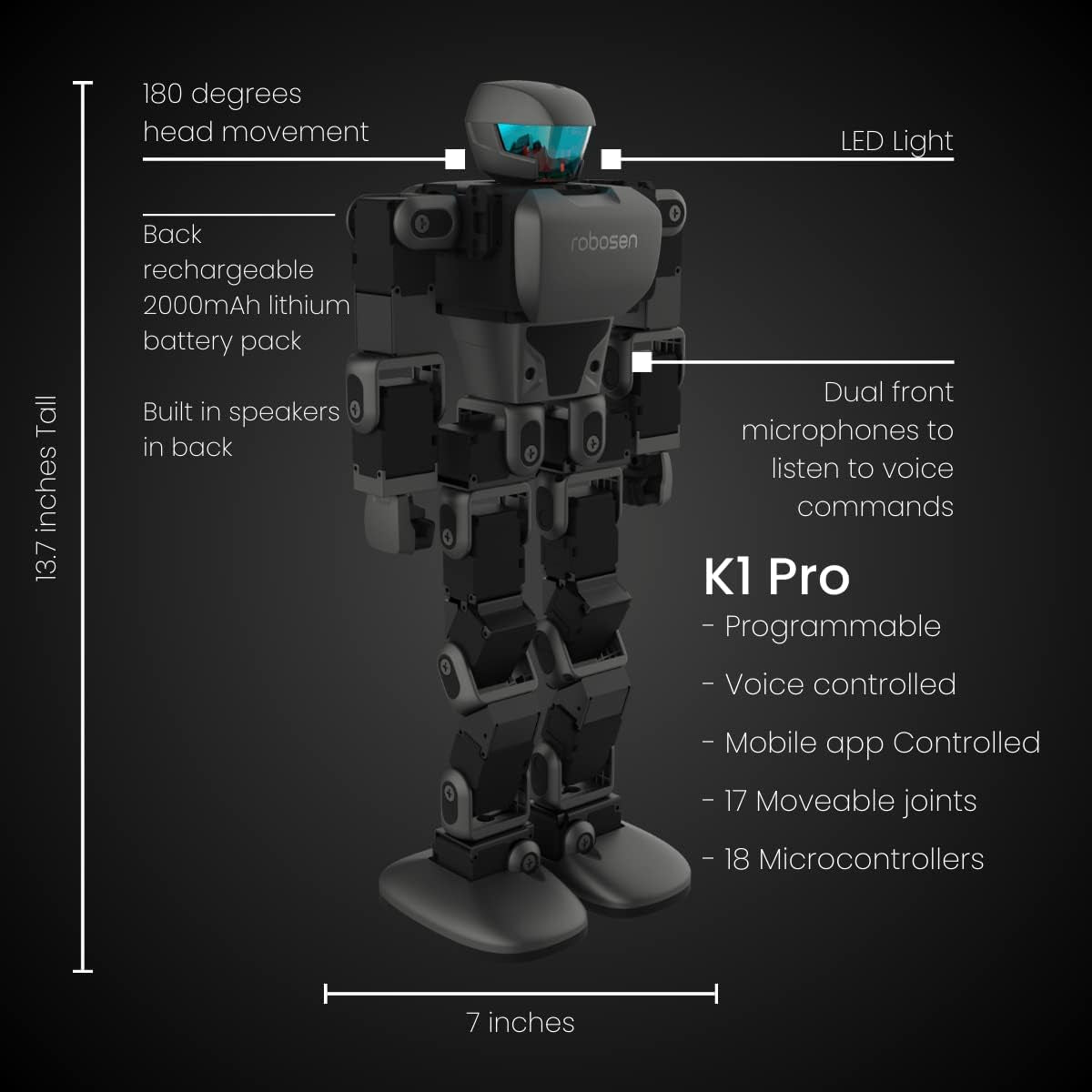 Lightweight voice control device K1 Pro with dual microphones for voice commands and programmable features.