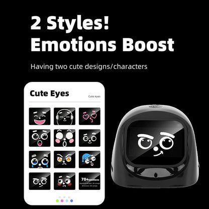 AI Desk Robot Companion, Funny Intelligent Interactive Emotional Expression Electronic AI Dashboard Robot Pet Car Dashboard Decoration for Adults Kids Home Office Car Travel (Black)
