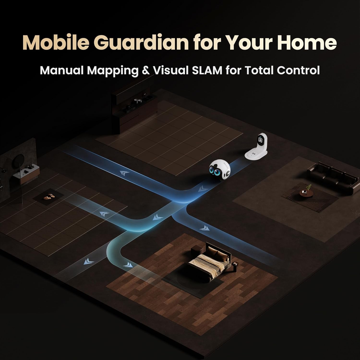 EBO Max Familybot AI Home Camera: 4K Camera Robot Companion, Manual Mapping, V-SLAM, 2-Way Video Call, Auto-Recharge, Smart Patrol, Gift for Long Distance, Pets, Kids & Elderly