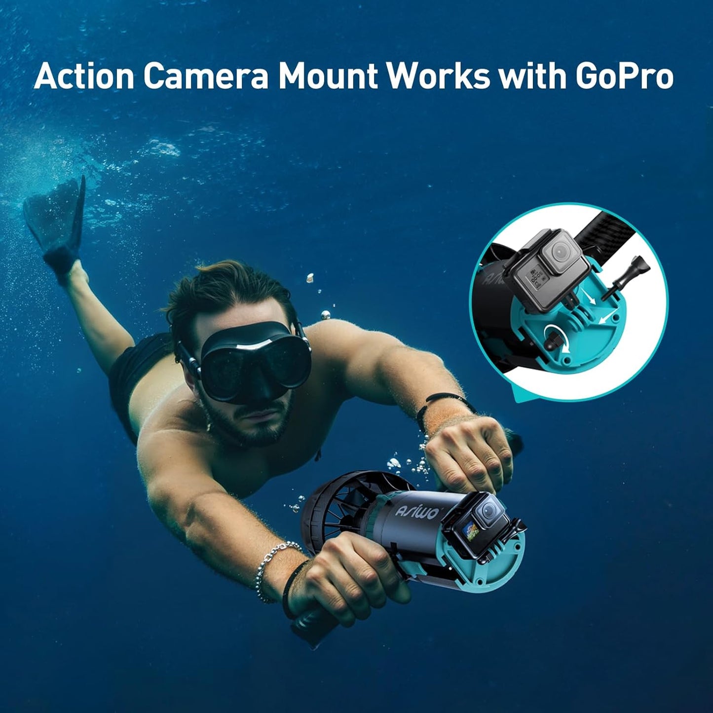 U1 Underwater Scooter for Adults & Kids – 1100W Sea Scooter with 3-Speed Dual Mode, 10Ft/S Max, 80-Min Runtime, 164Ft Depth, for Diving, Snorkeling, SUP