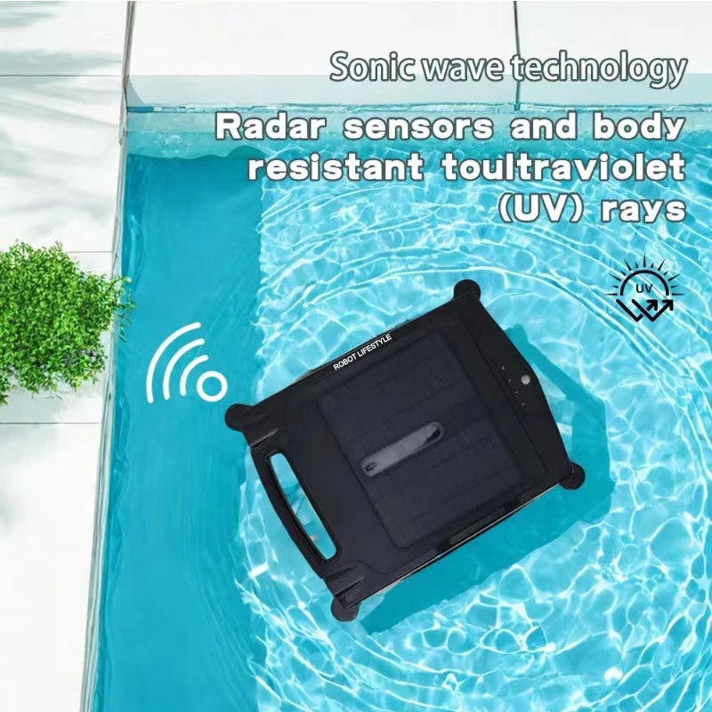 Pool Surface Skimmer Robot Cleaner, Solar Panel Cleaning Brush for Swimming Pools, 2500Mah Lithium Battery Robotic Pool Skimmer