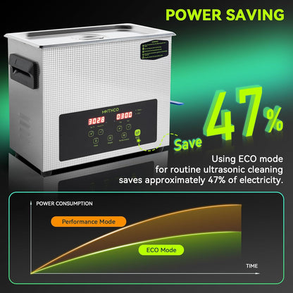 6L Commercial Ultrasonic Cleaner, ECO Mode, Heating, Degas Mode, ECO Energy-Saving Ultrasonic Cleaning Machine Excellent for Labs,Carburetor,Jewelry,Dentures,Automotive & Industrial Parts.