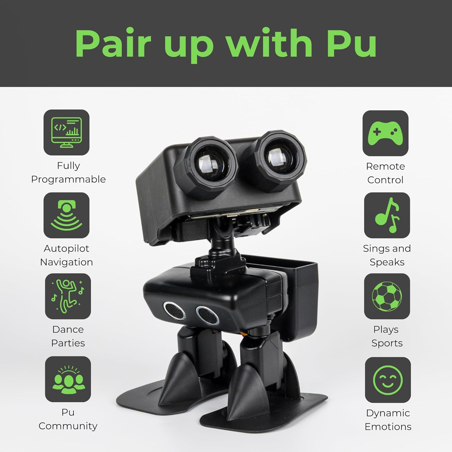 Robot PU – Adorable AI Humanoid Robot | STEM Toy with Micro:Bit | Programmable, Interactive & Upgradable | Walks, Dances, Talks & Sings | Self-Balancing | Remote & Autopilot | 30+ Free Online Classes