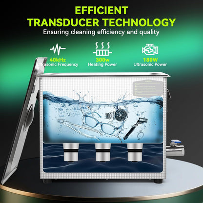 6L Commercial Ultrasonic Cleaner, ECO Mode, Heating, Degas Mode, ECO Energy-Saving Ultrasonic Cleaning Machine Excellent for Labs,Carburetor,Jewelry,Dentures,Automotive & Industrial Parts.