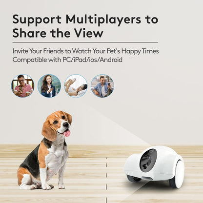 Smart Pet Robot Camera with Treat Dispenser supports multiple users to share pet views with friends.