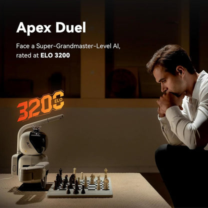 AI Chess Robot with Robotic Arm – 25 AI Levels, 1200+ Exercises, Endgame Trainer, Classic Game Replay, Voice Coaching, Lichess Integration, App Sync, for All Skill Levels
