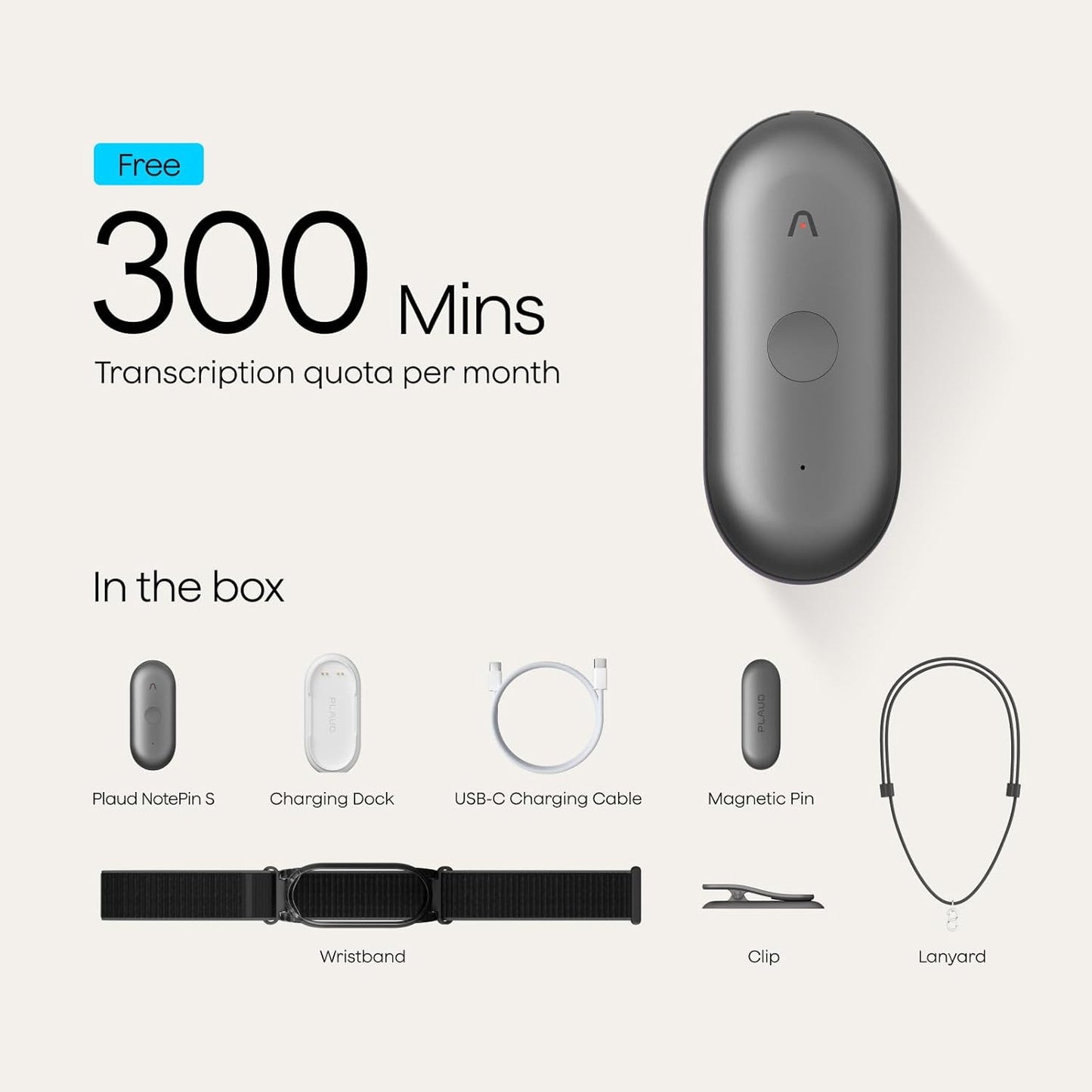Notepin S AI Voice Recorder, Wearable AI Notetaker, AI Transcribe & Summarize, Support 112 Languages, 64GB Audio Recorder for Meetings Interviews, Professionals, Teams, with 4 Accessories