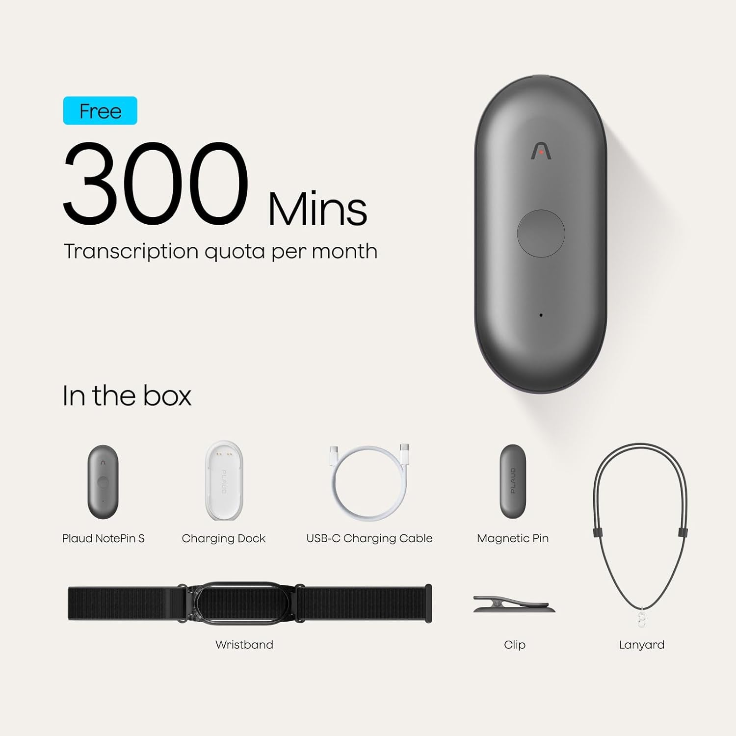 Notepin S AI Voice Recorder, Wearable AI Notetaker, AI Transcribe & Summarize, Support 112 Languages, 64GB Audio Recorder for Meetings Interviews, Professionals, Teams, with 4 Accessories